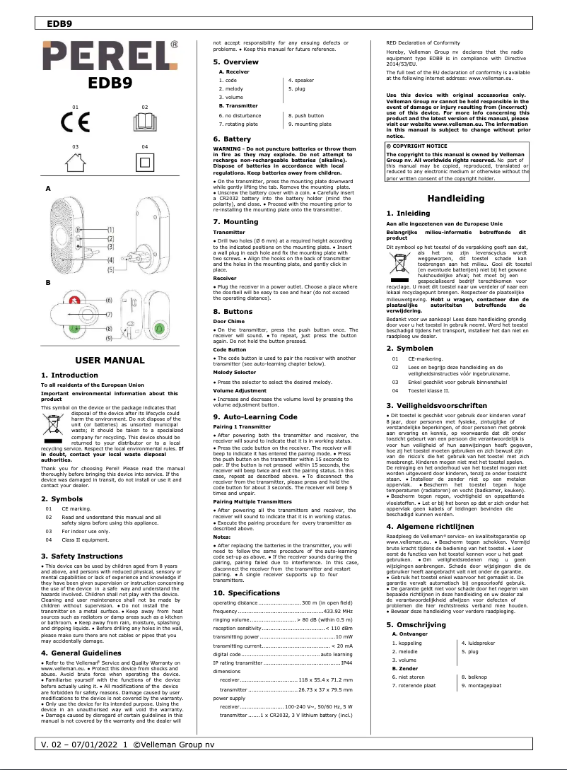 Image de la première page du manuel de l'appareil EDB9