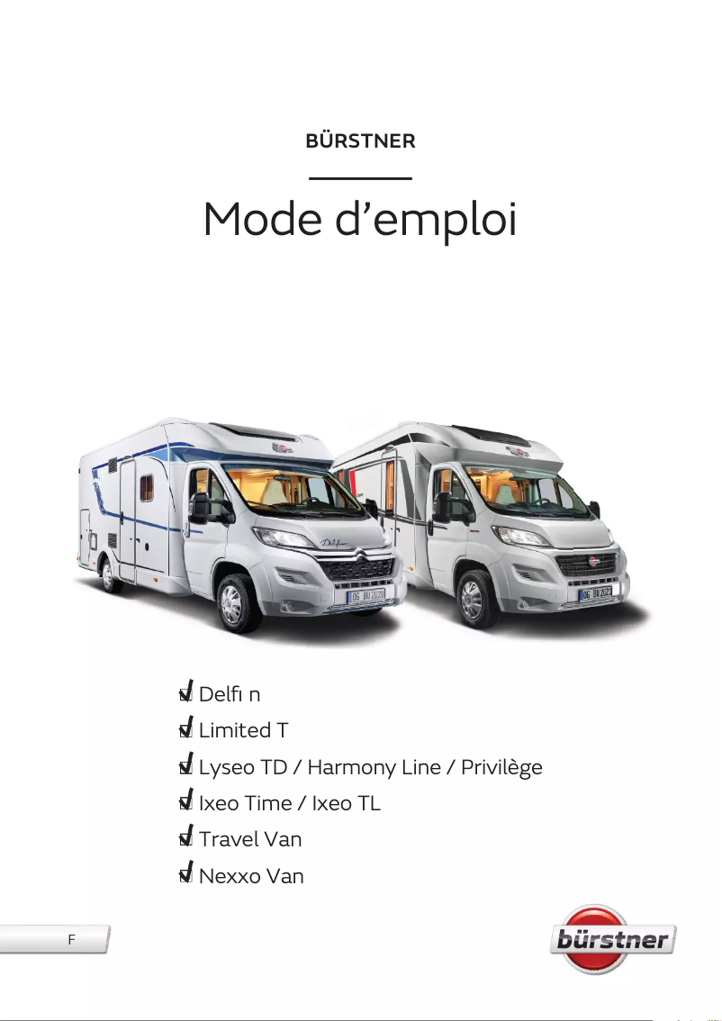 Page 1 de la notice Manuel utilisateur Bürstner Lyseo TD (2022)