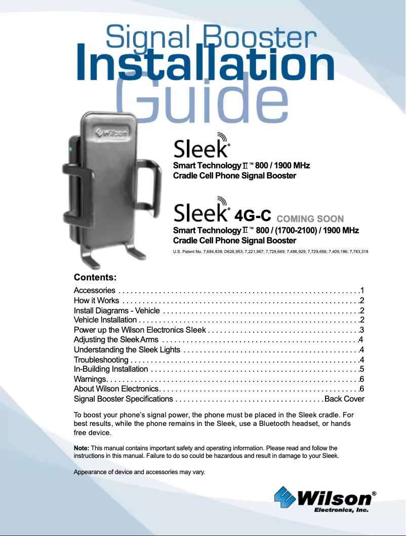 Page 1 de la notice Manuel utilisateur Wilson Sleek 4G-C