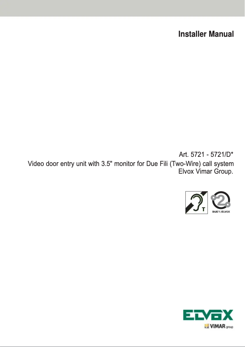 Page 1 de la notice Manuel utilisateur Vimar ELVOX 5721/D