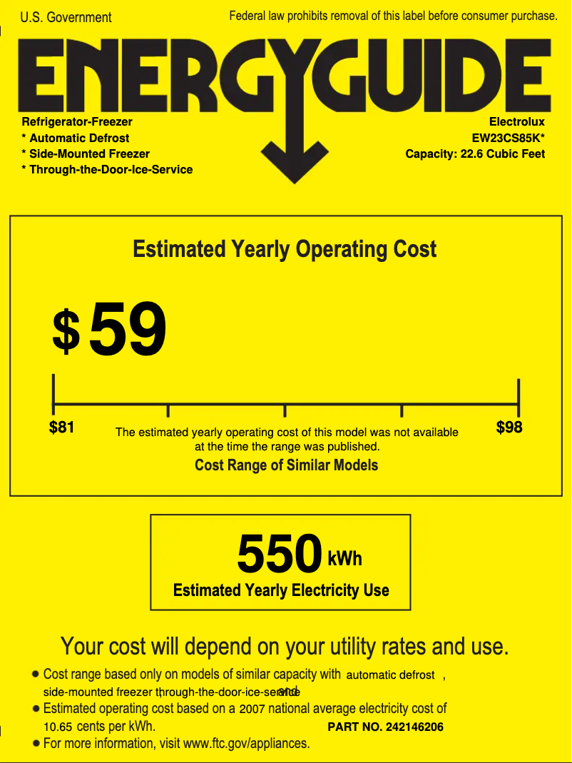 Página 1 del manual Etiqueta energética Electrolux EW23CS85KS