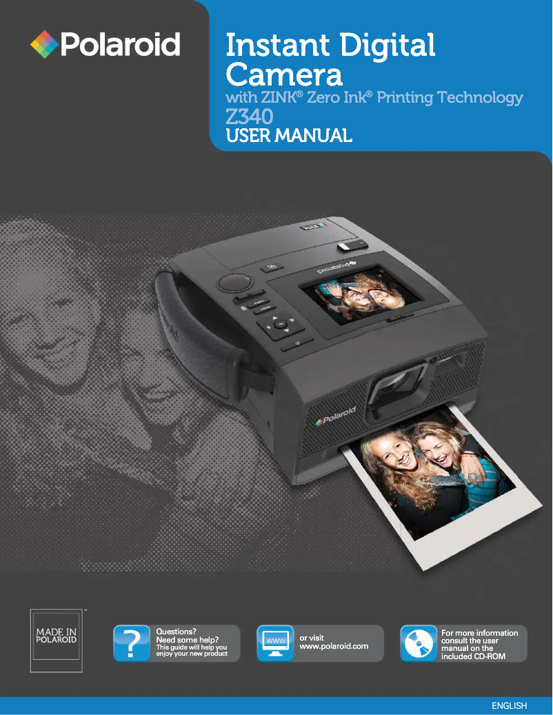 Page 1 de la notice Manuel utilisateur Polaroid Z340