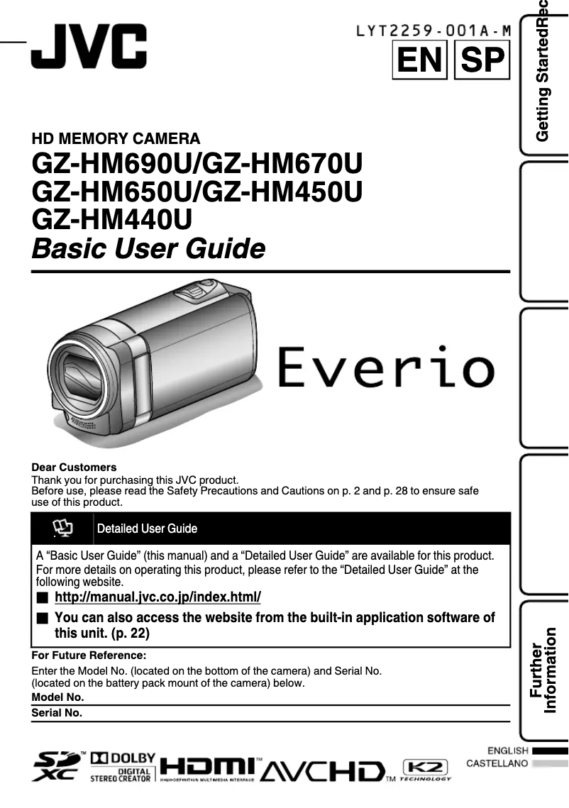 Page 1 de la notice Manuel utilisateur JVC Everio GZ-HM690