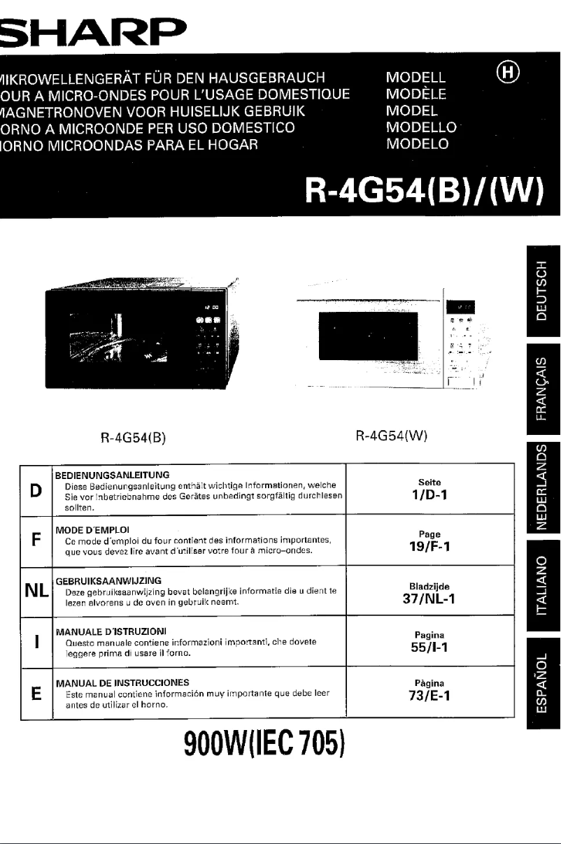 Page n°1 - Manuel utilisateur Sharp R-4G54W