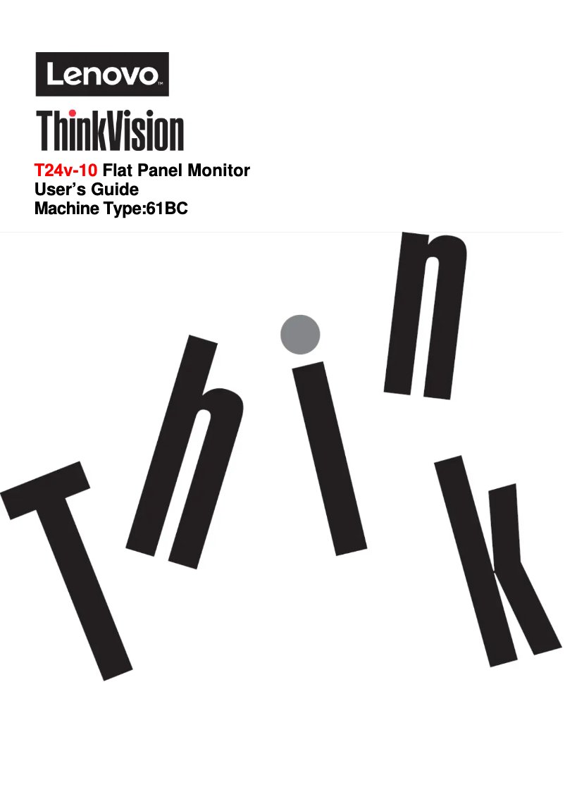 Page n°1 - Manuel utilisateur Lenovo ThinkVision T24v
