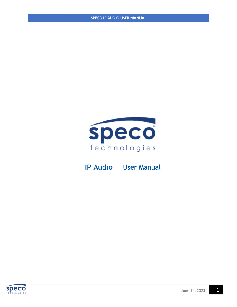 Page 1 of the manual User Manual Speco Technologies SPIPC6AM