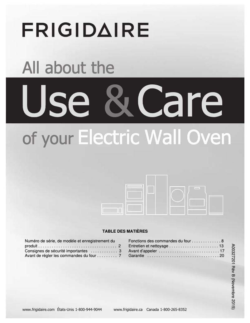 Page 1 de la notice Manuel utilisateur Frigidaire FFEW2415QW