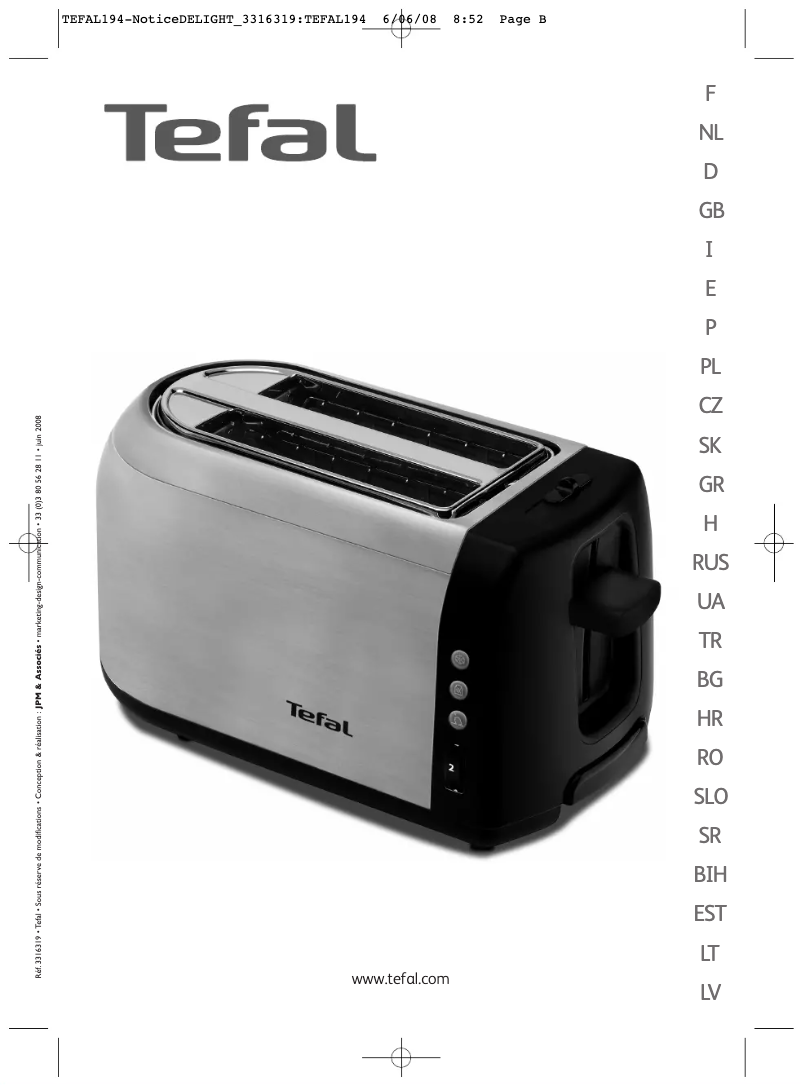 Page n°1 - Manuel utilisateur Tefal TT812330