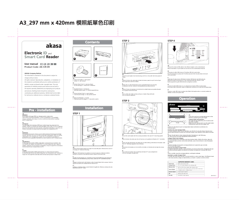Page n°1 - Manuel utilisateur Akasa AK-ICR-09