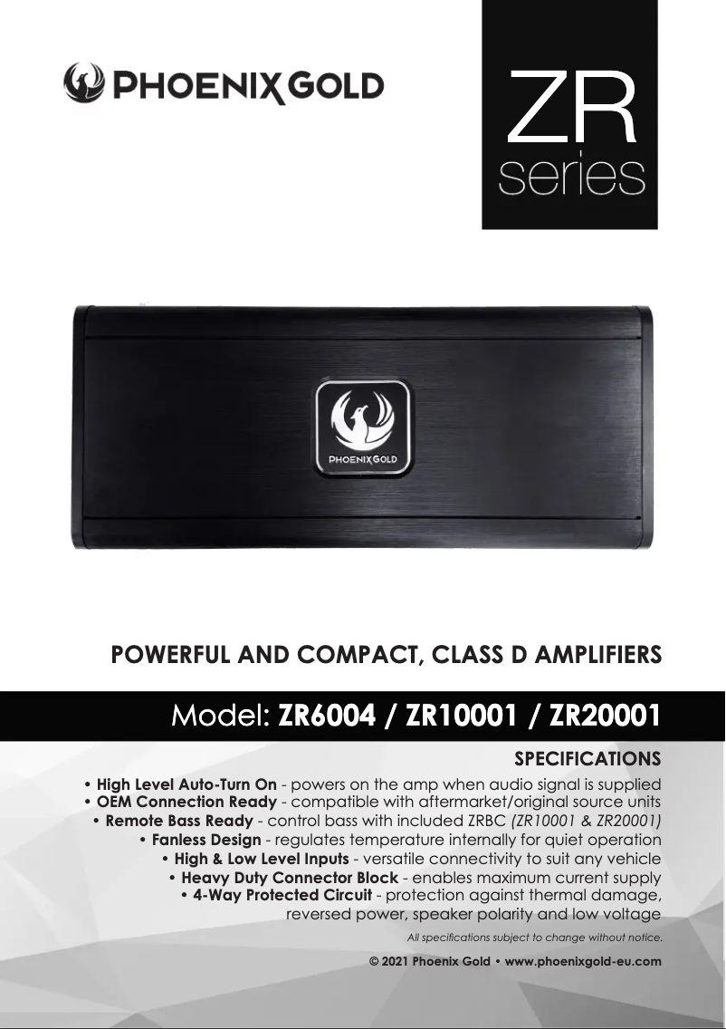 Page n°1 - Manuel utilisateur Phoenix Gold ZR20001