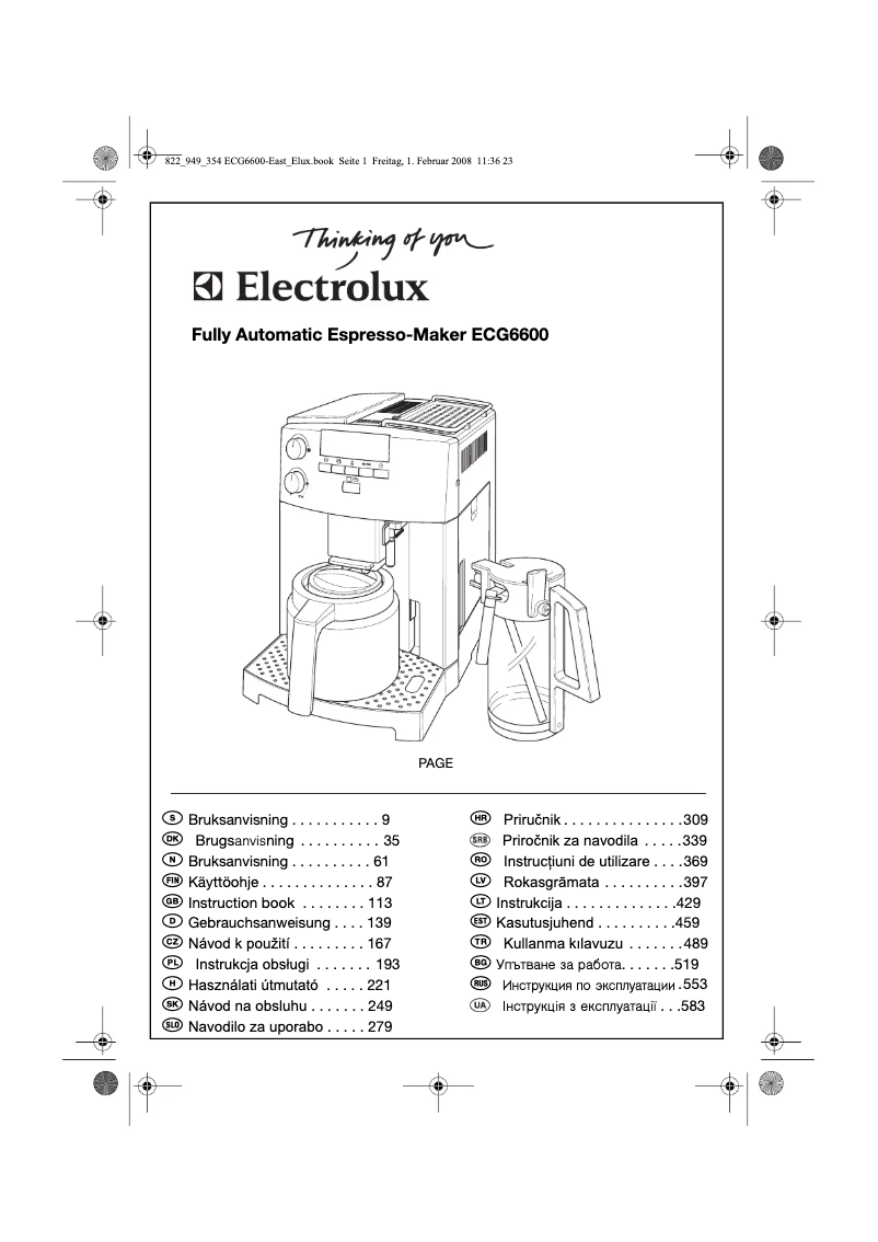 Page 1 de la notice Manuel utilisateur Electrolux ECG6600
