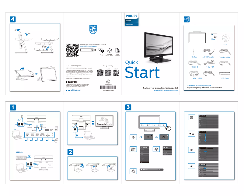 Page 1 of the manual Quick Start Guide Philips 222B9T
