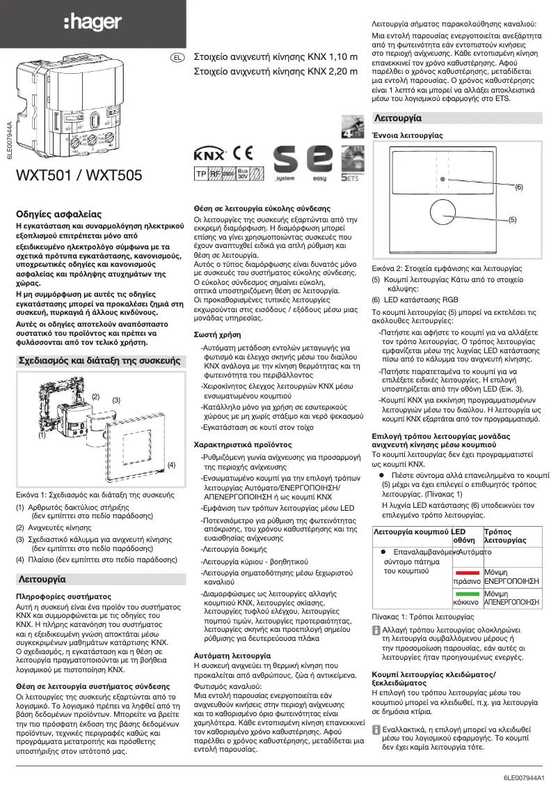 Page 1 de la notice Manuel utilisateur Hager WXT501