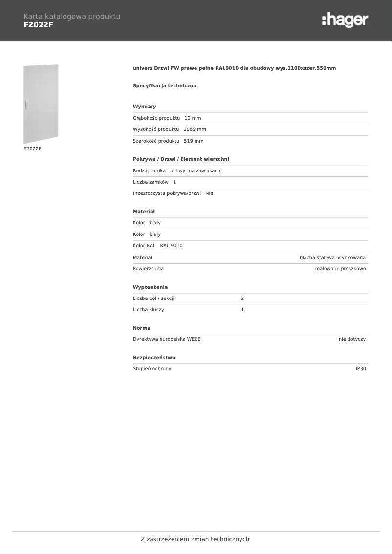 Page n°1 - Manuel utilisateur Hager FZ022F