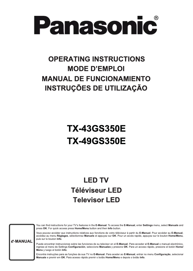 Image de la première page du manuel de l'appareil TX-43GS350E