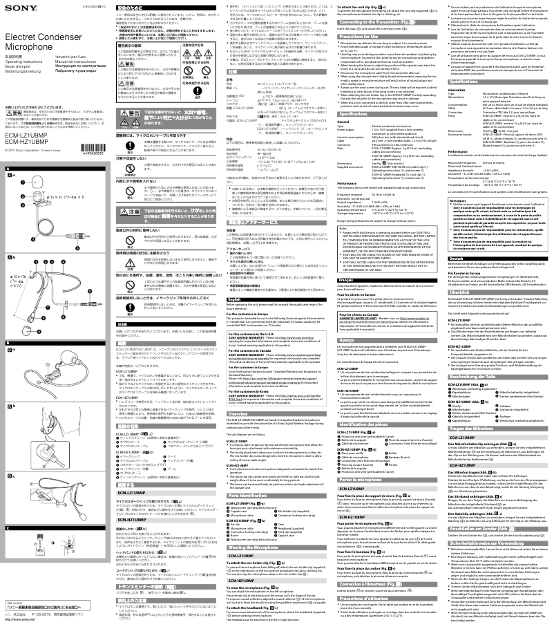 Image de la première page du manuel de l'appareil ECM-HZ1UBMP