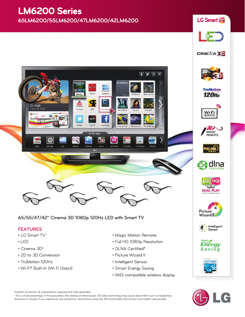 Página 1 del manual Ficha técnica LG 42LM6200