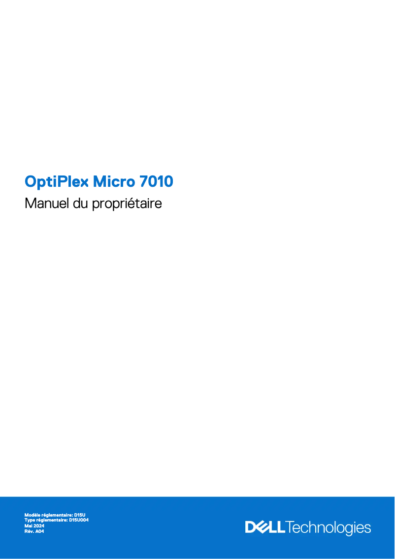 Page 1 de la notice Manuel utilisateur Dell OptiPlex Micro 7010