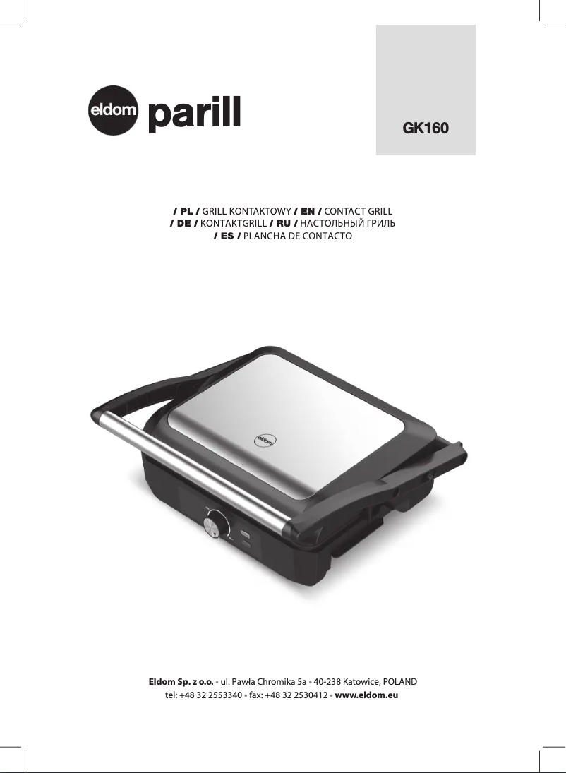 Page n°1 - Manuel utilisateur Eldom PARILL GK160