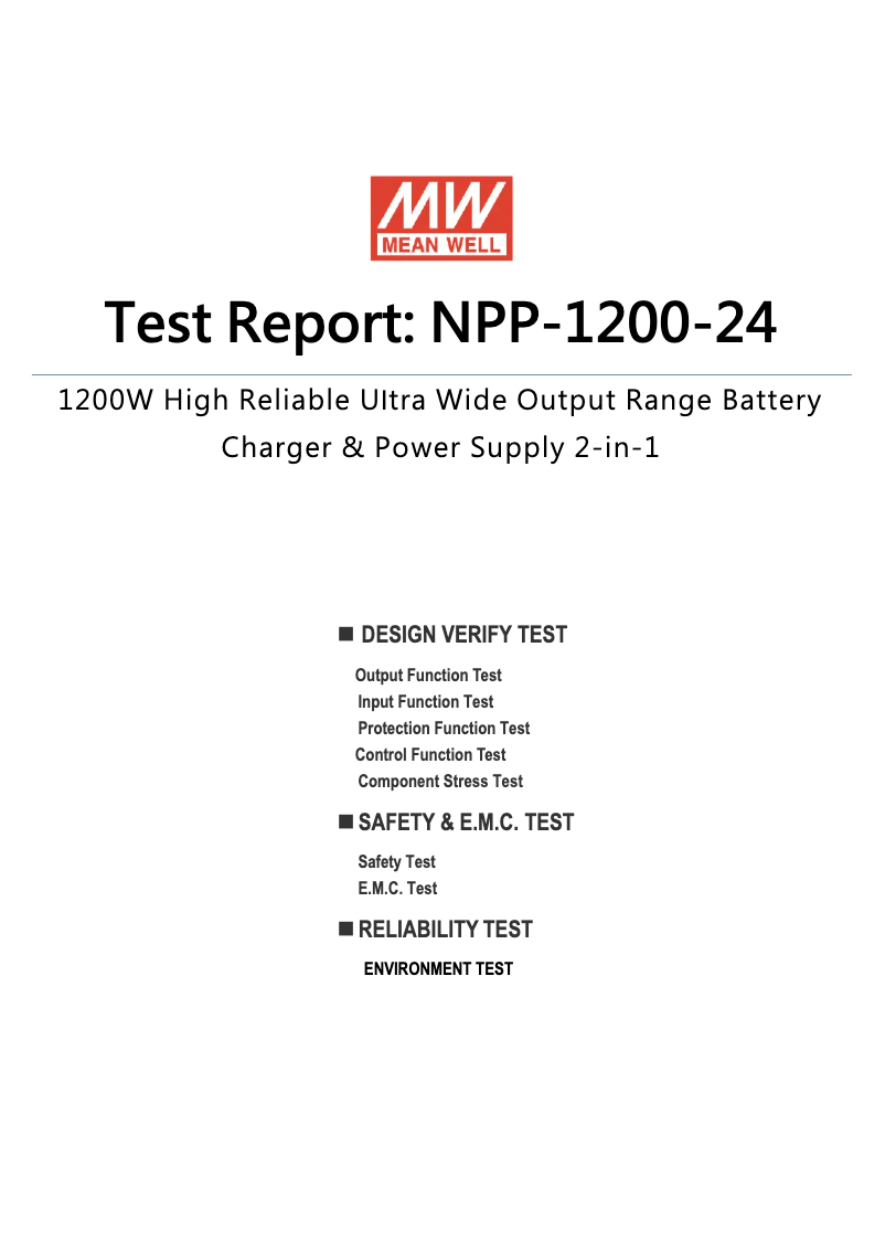 Page 1 de la notice Fiche technique Mean Well NPP-1200-24