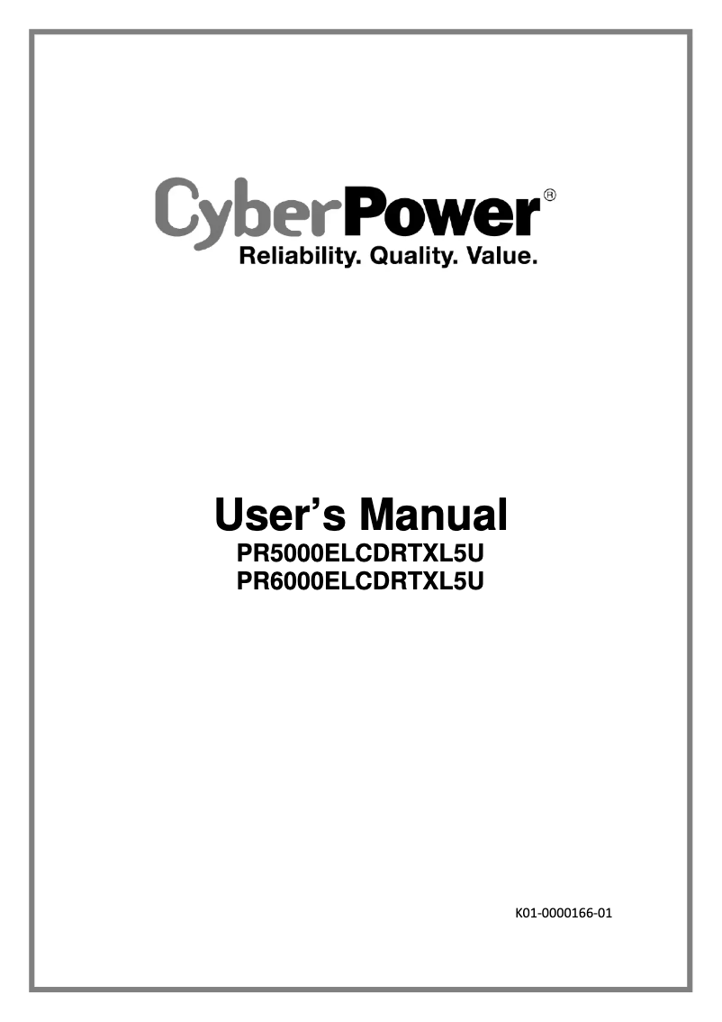 Page 1 de la notice Manuel utilisateur CyberPower PR5000ELCDRTXL5U