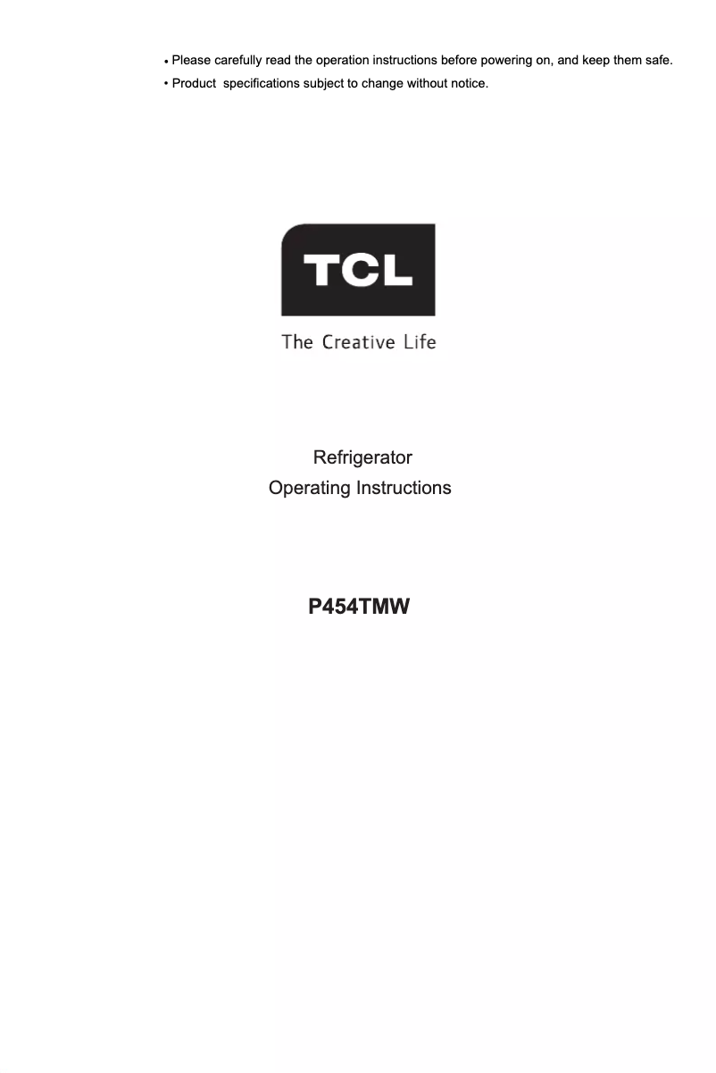 Page n°1 - Manuel utilisateur TCL P454TMW