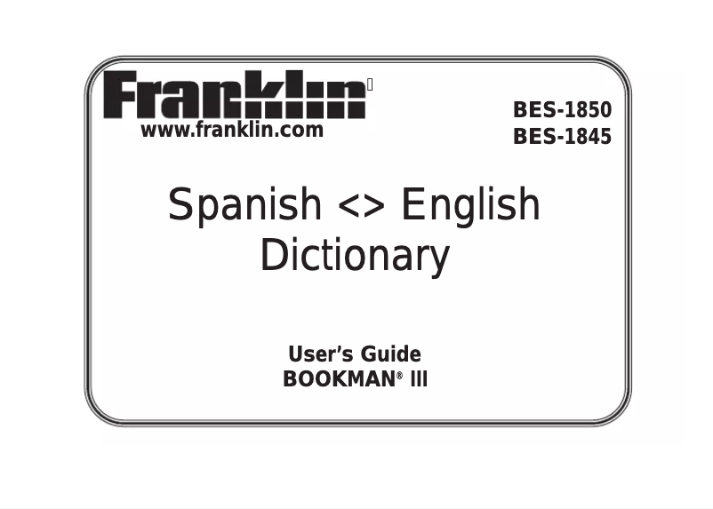 Page n°1 - Manuel utilisateur Franklin BES-1850