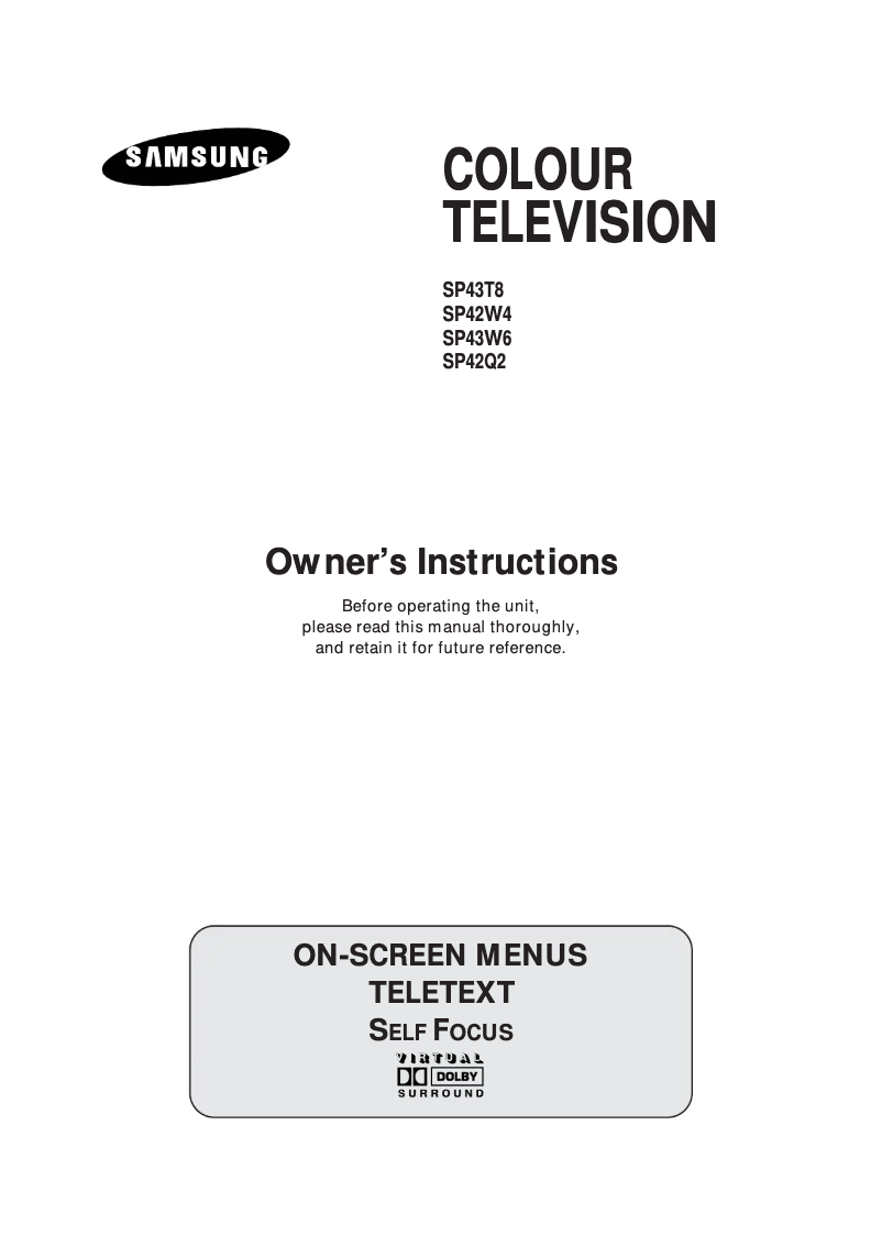 Image de la première page du manuel de l'appareil SP-42W4HL