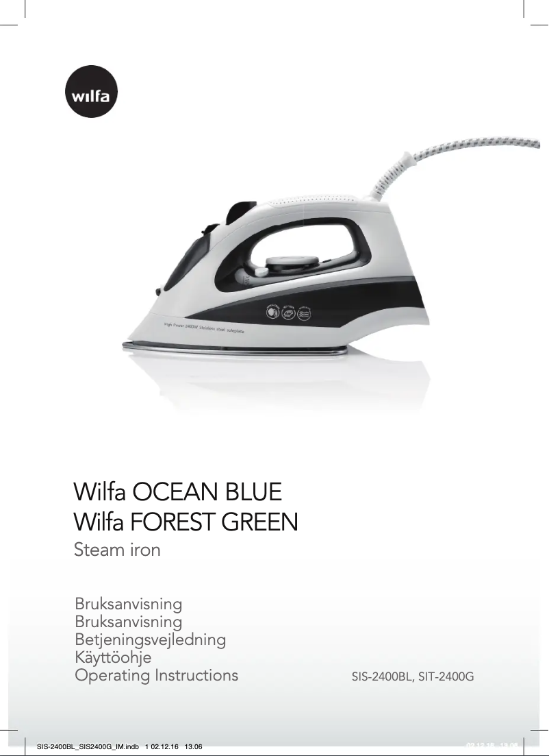 Página 1 del manual Manual de usuario Wilfa Ocean Blue SIS-2400BL