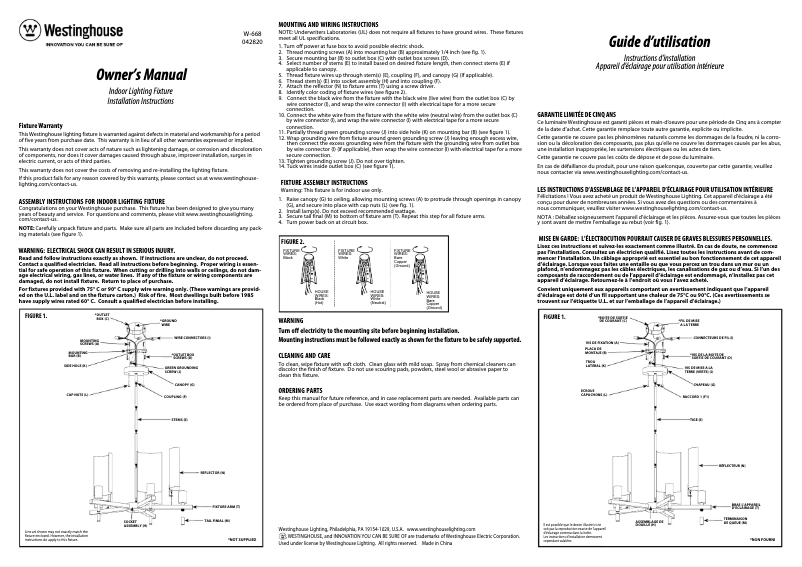 Page 1 de la notice Manuel utilisateur Westinghouse Sirino 6575800