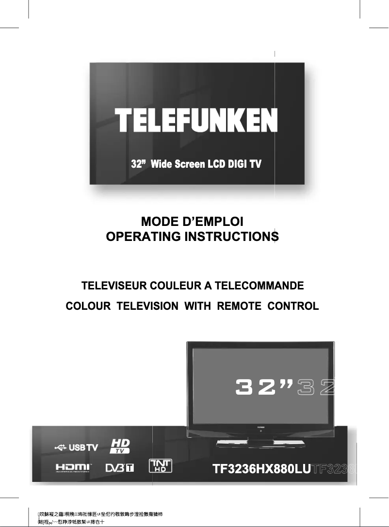 Page n°1 - Manuel utilisateur Telefunken TF3236HX880LU
