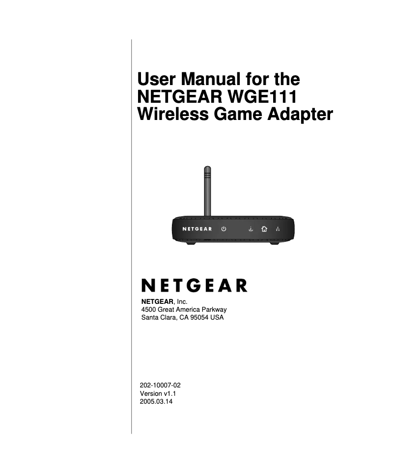 Page 1 de la notice Manuel utilisateur Netgear WGE111