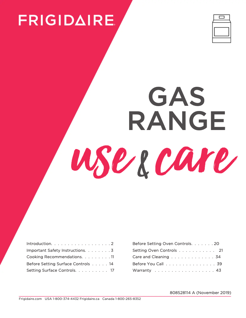 Page n°1 - Manuel d'utilisation et d'entretien Frigidaire GCRG3038AD