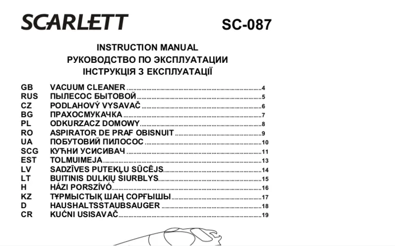 Page n°1 - Manuel utilisateur Scarlett SC-087