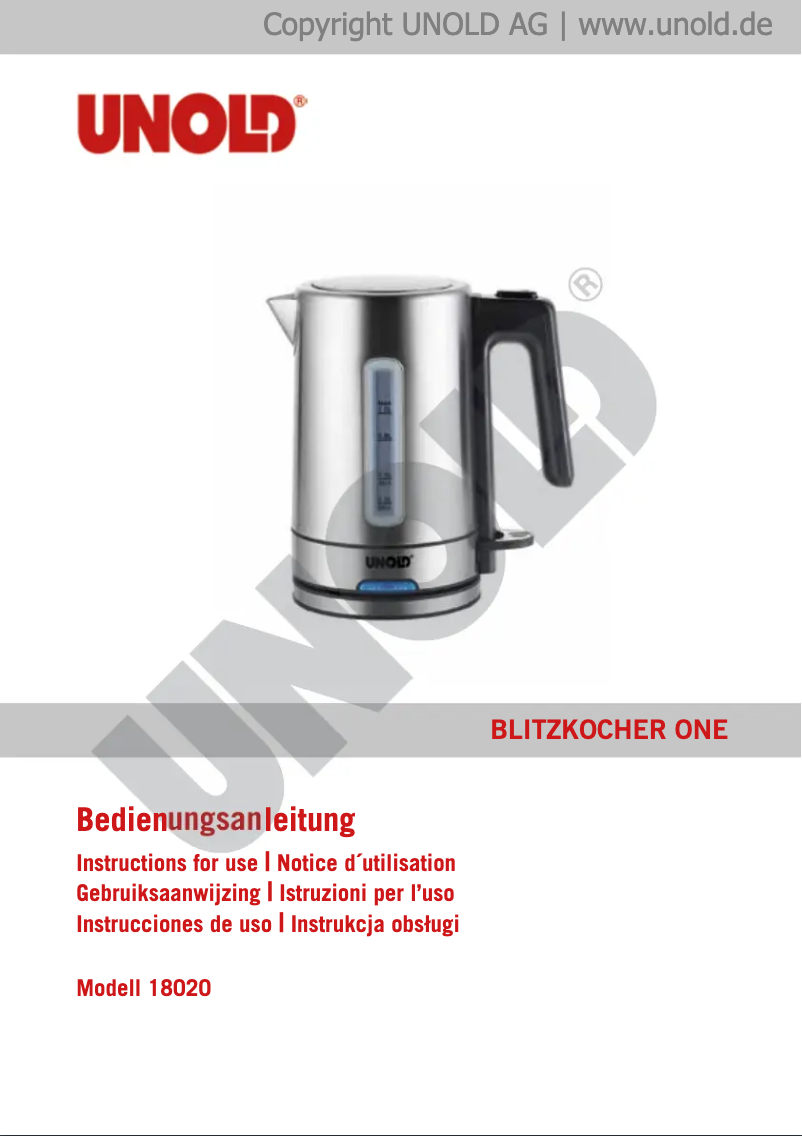 Image de la première page du manuel de l'appareil One 18020
