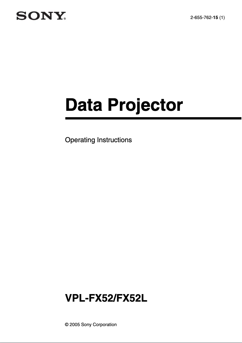 Image de la première page du manuel de l'appareil VPL-FX52