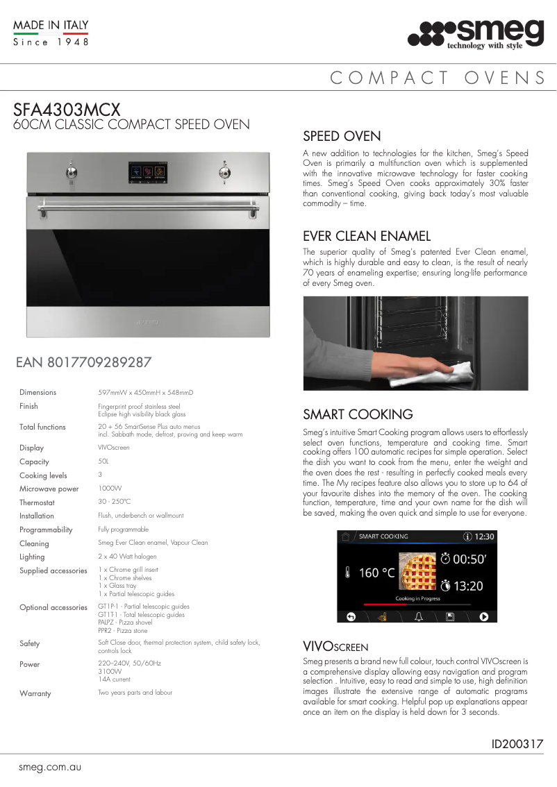 Page n°1 - Fiche technique Smeg SFA4303MCX