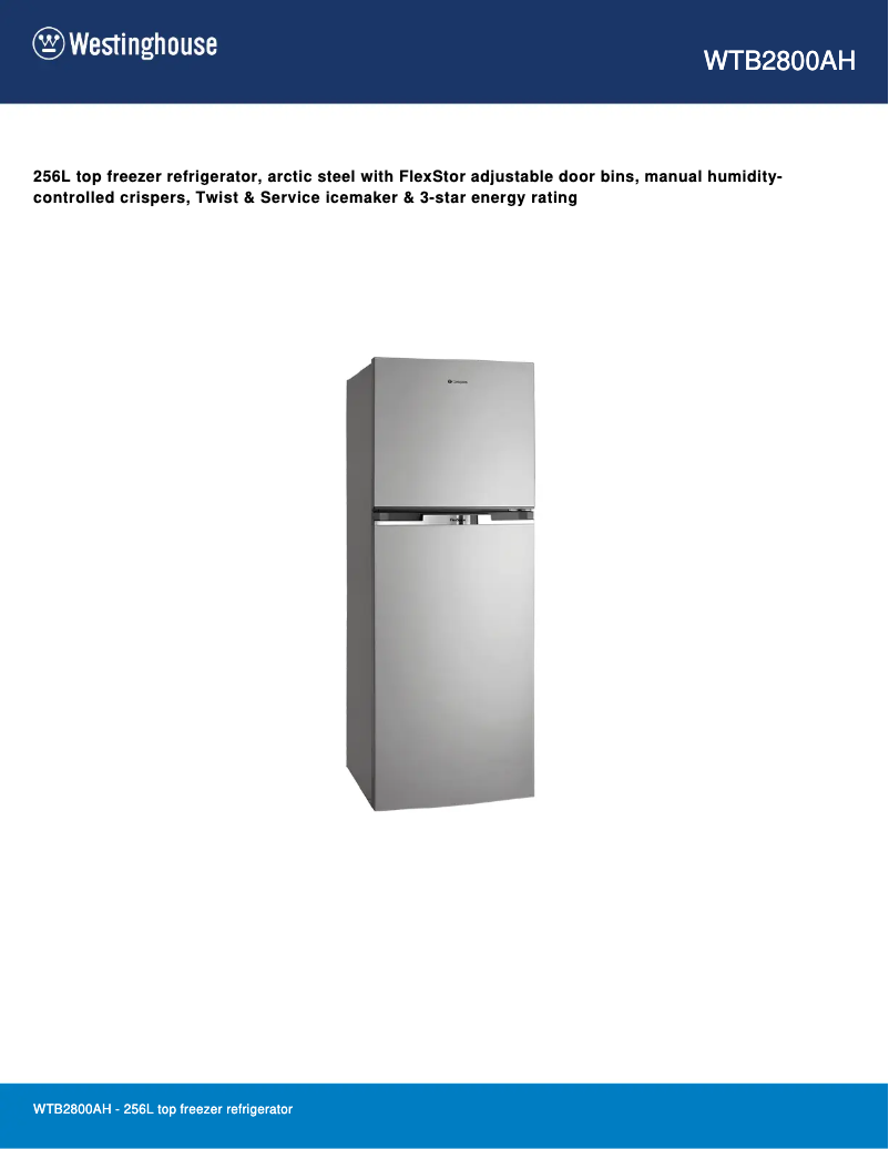 Page 1 de la notice Fiche technique Westinghouse WTB2800AH