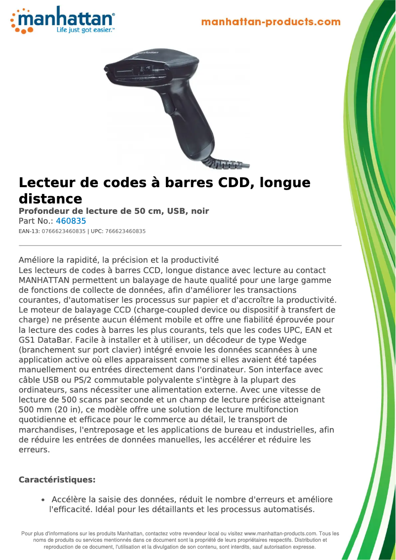 Página 1 del manual Ficha técnica Manhattan 460835