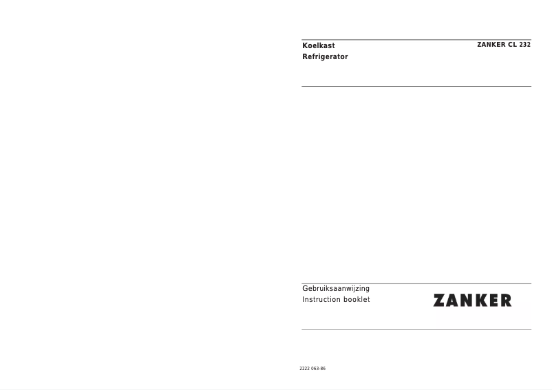 Page n°1 - Manuel utilisateur Zanker CL 232