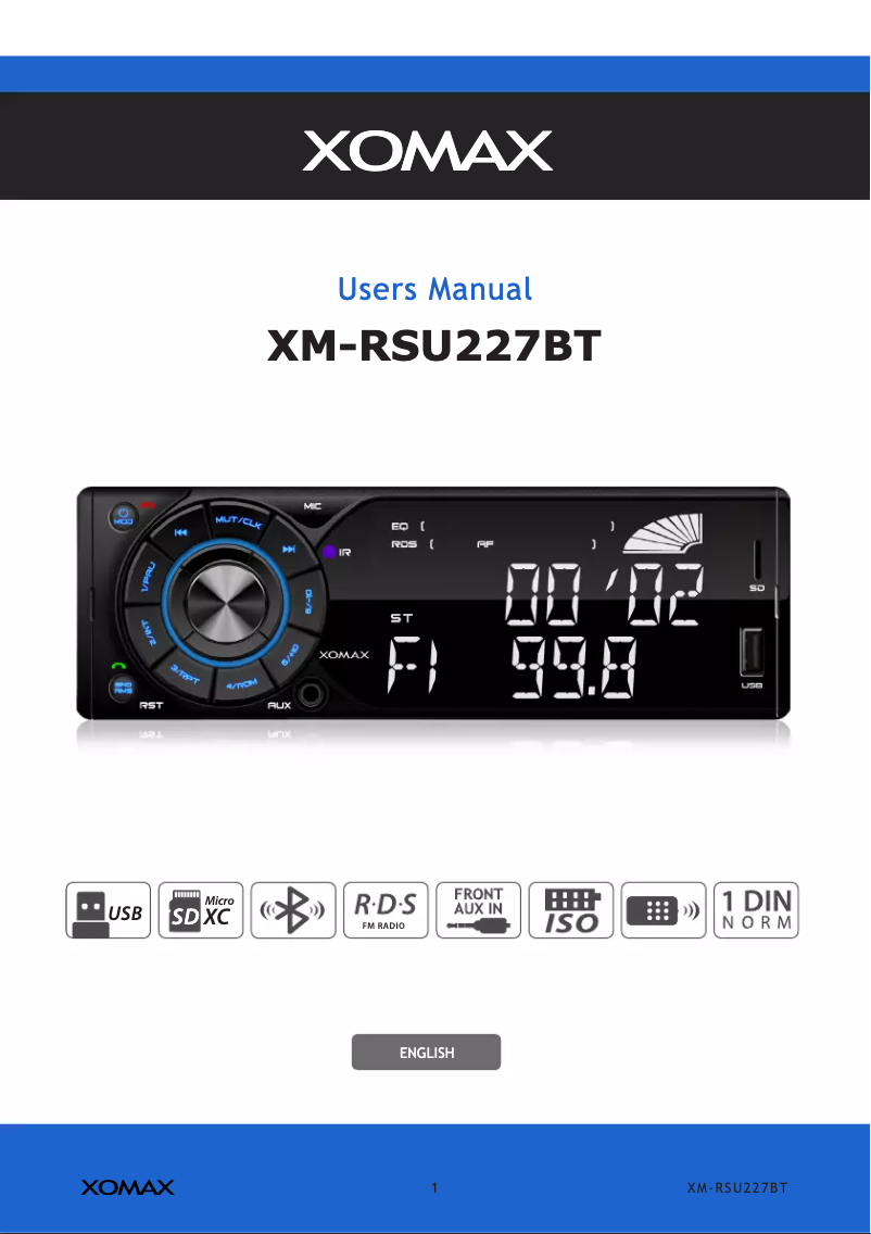 Image de la première page du manuel de l'appareil XM-RSU227BT