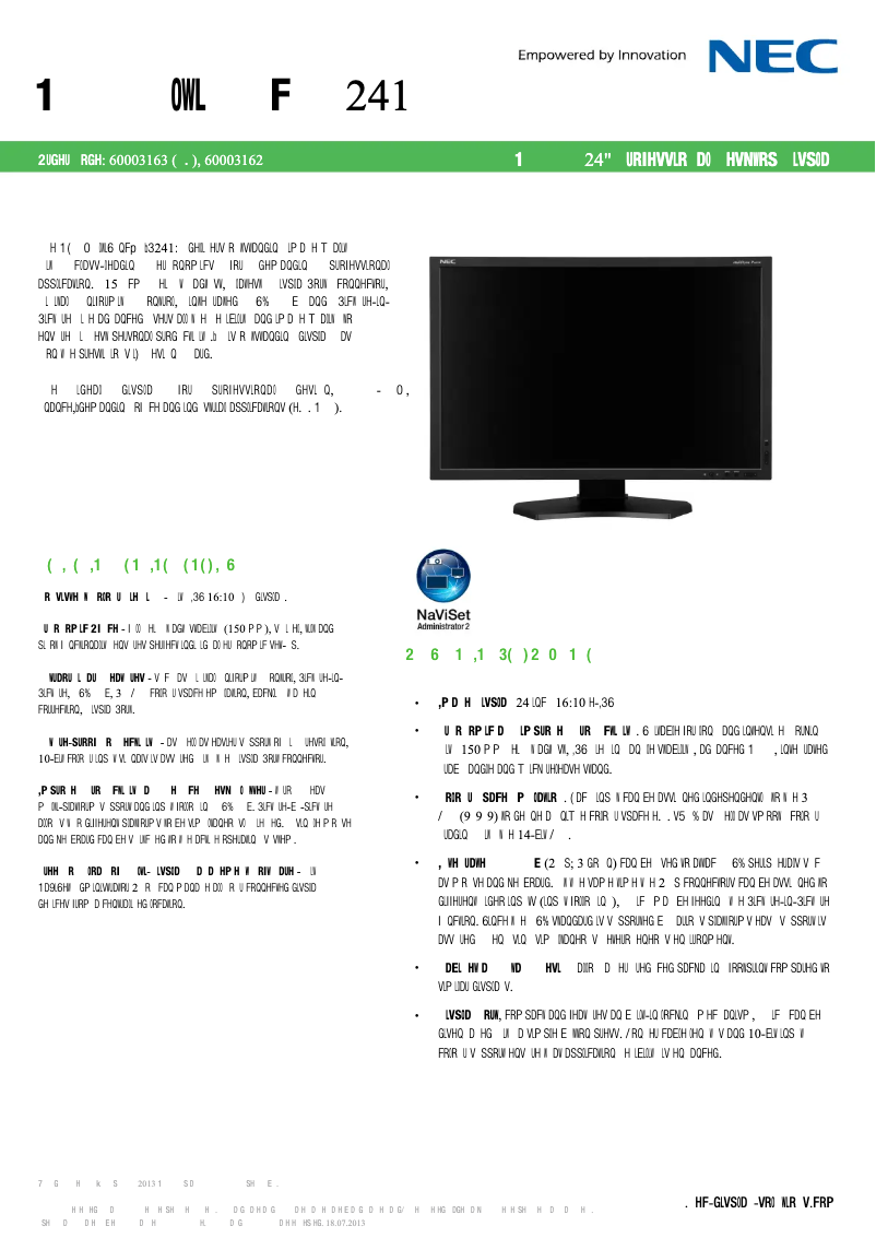 Image de la première page du manuel de l'appareil MultiSync P241W