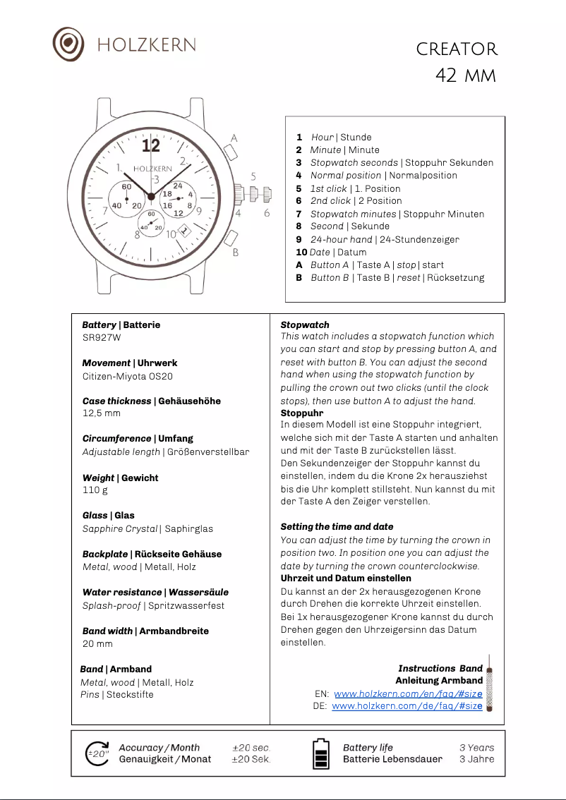 Page n°1 - Manuel utilisateur Holzkern Giorgio