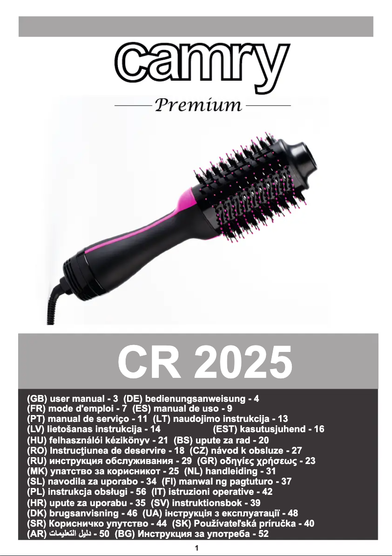 Page n°1 - Manuel utilisateur Camry CR 2025