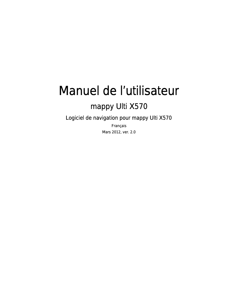 Page 1 de la notice Manuel utilisateur Mappy Ulti X570