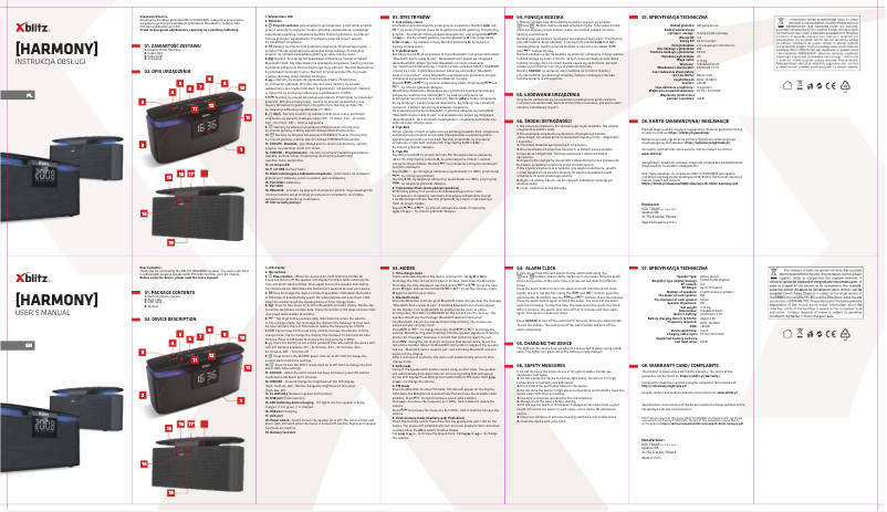 Page n°1 - Manuel utilisateur Xblitz Harmony