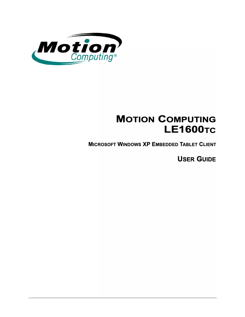 Página 1 del manual Manual de usuario Motion Computing LE1600TC