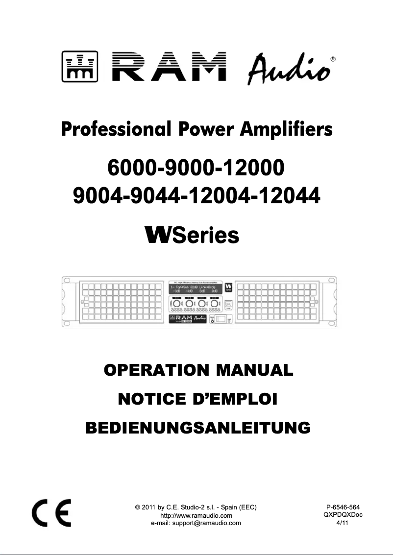 Page 1 de la notice Manuel utilisateur Ram Audio W 9000