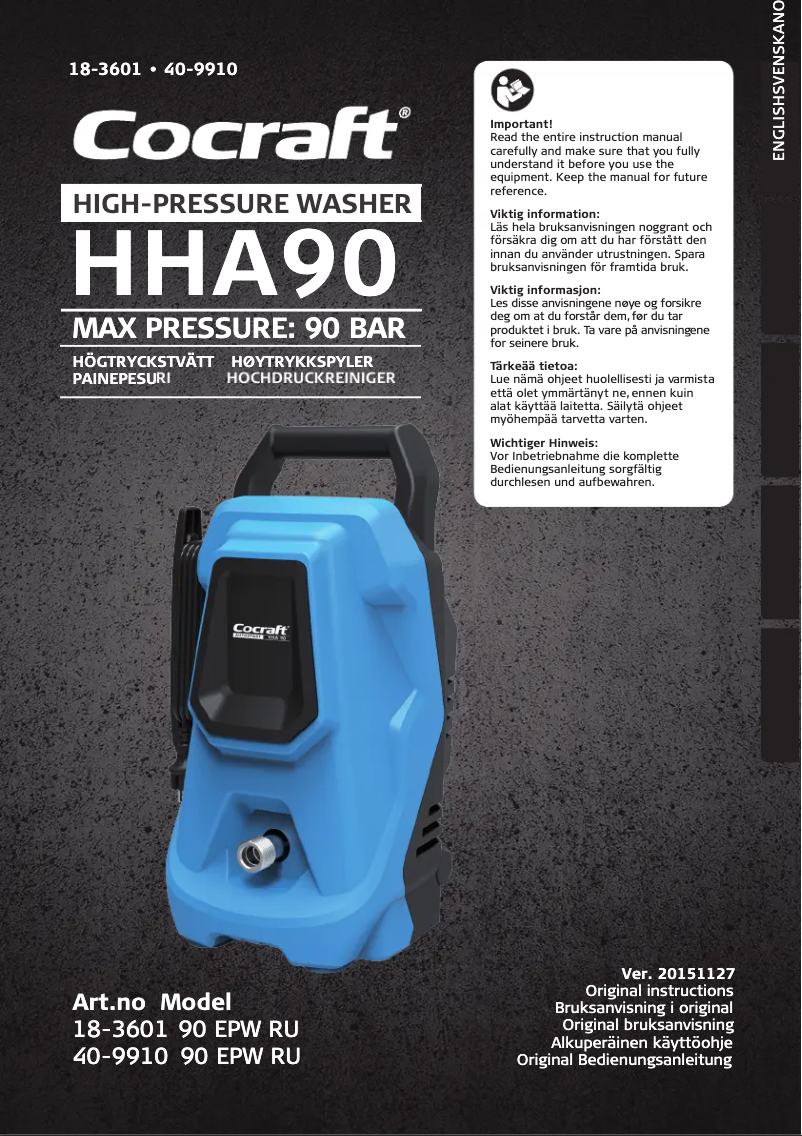 Page n°1 - Manuel utilisateur Cocraft HHA 90