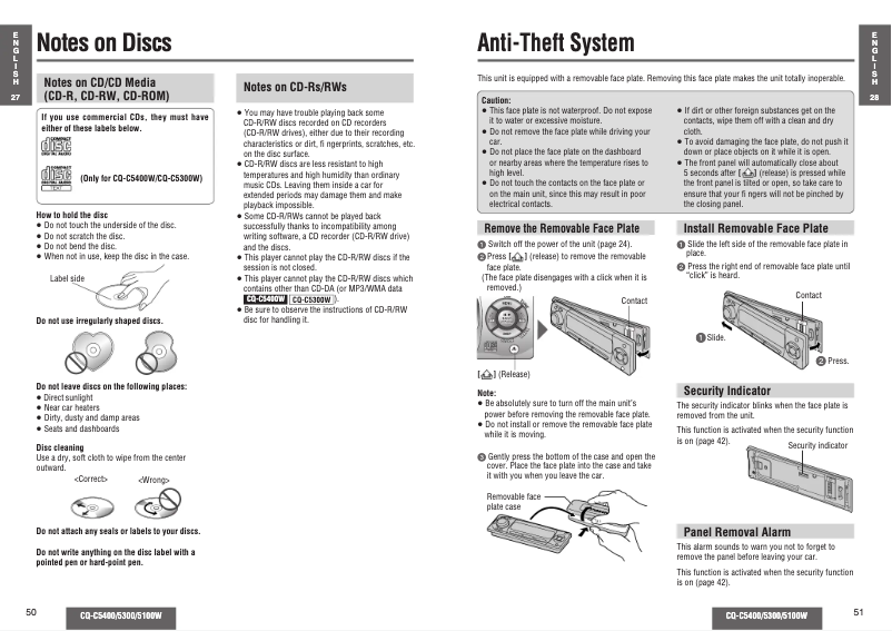 Page n°1 - Manuel utilisateur Panasonic CQ-C5300W